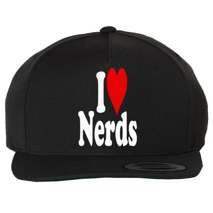 I LOVE HEART NERDS GEEKS Wool Snapback Cap