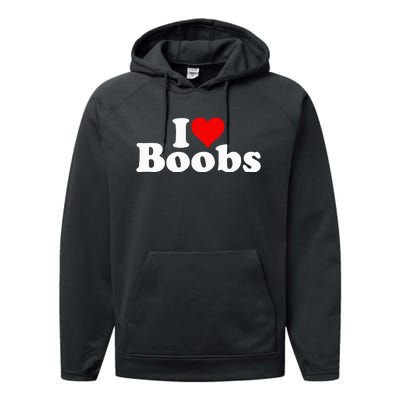 I LOVE HEART BOOBS BOOBIES Performance Fleece Hoodie