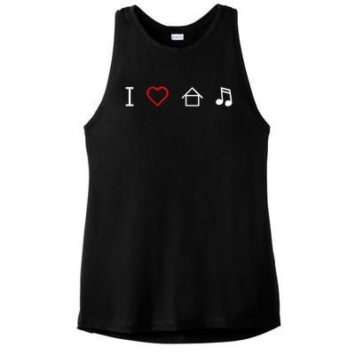 I Love House Music Ladies PosiCharge Tri-Blend Wicking Tank