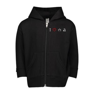 I Love House Music Toddler Zip Fleece Hoodie