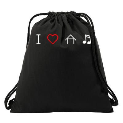 I Love House Music Drawstring Bag