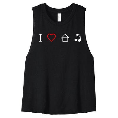 I Love House Music Women's Racerback Cropped Tank