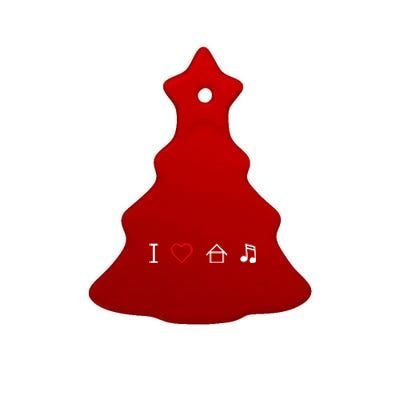 I Love House Music Ceramic Tree Ornament