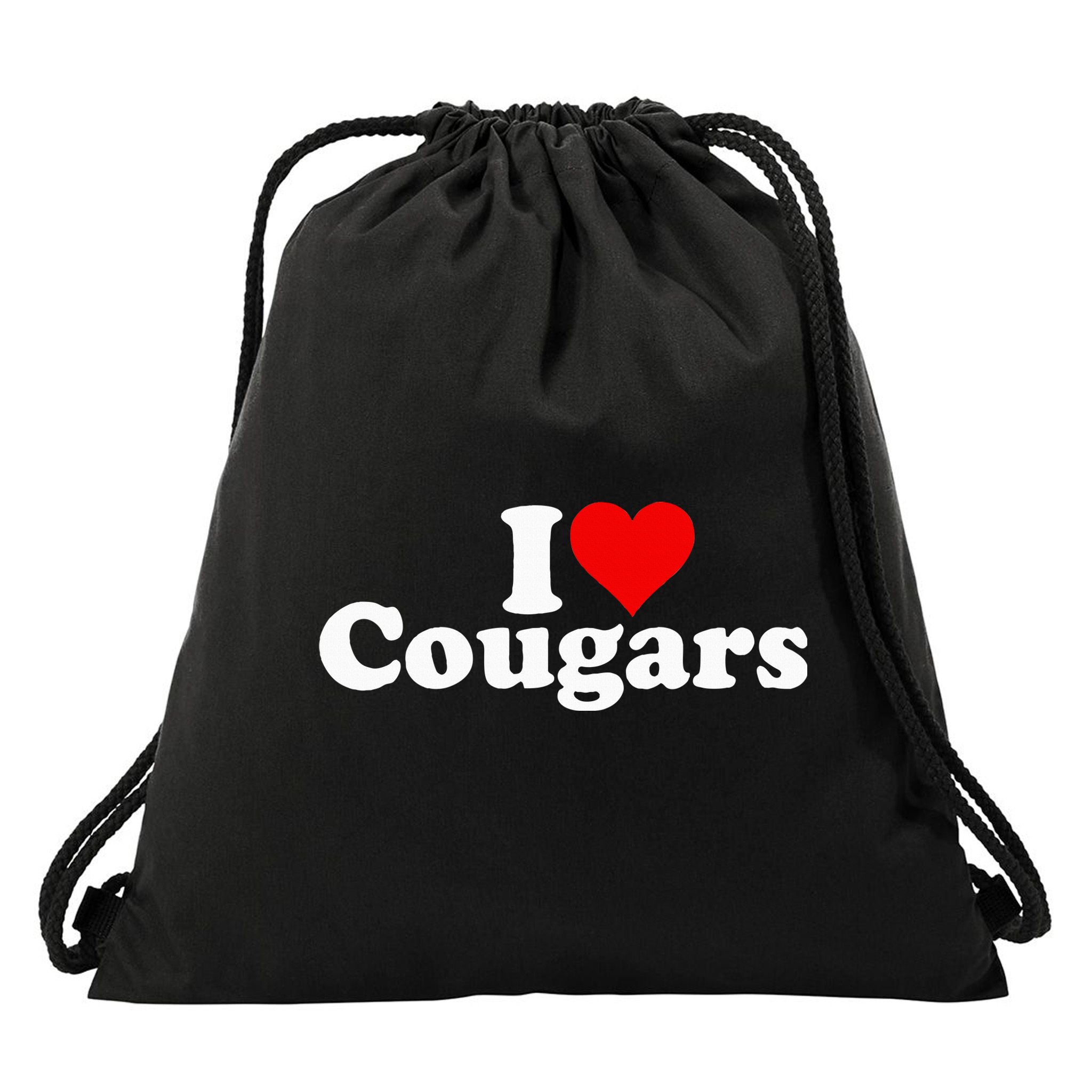 I LOVE HEART COUGARS SEXY OLDER Drawstring Bag