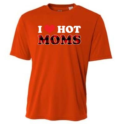 I Love Hot Moms Gift I Heart Hot Moms Buffalo Plaid Cute Gift Cooling Performance Crew T-Shirt