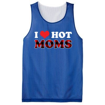 I Love Hot Moms Gift I Heart Hot Moms Buffalo Plaid Cute Gift Mesh Reversible Basketball Jersey Tank