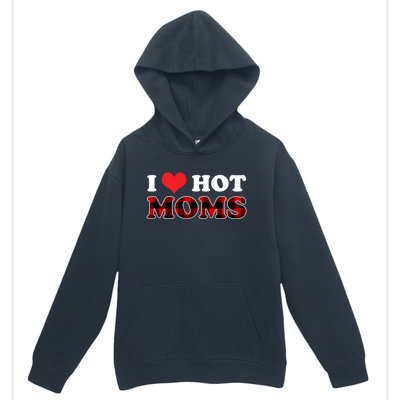 I Love Hot Moms Gift I Heart Hot Moms Buffalo Plaid Cute Gift Urban Pullover Hoodie