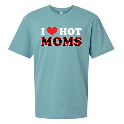 I Love Hot Moms Gift I Heart Hot Moms Buffalo Plaid Cute Gift Sueded Cloud Jersey T-Shirt