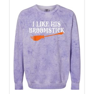 I Like His Broomstick Halloween Funny Couple Costume Colorblast Crewneck Sweatshirt