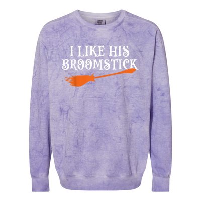 I Like His Broomstick Halloween Funny Couple Costume Colorblast Crewneck Sweatshirt