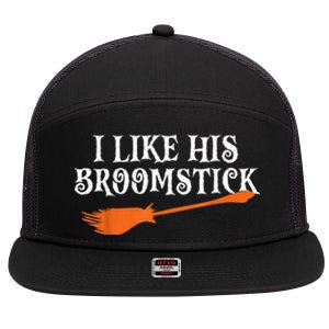 I Like His Broomstick Halloween Funny Couple Costume 7 Panel Mesh Trucker Snapback Hat