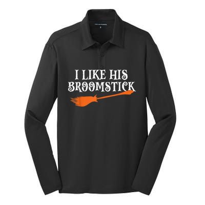 I Like His Broomstick Halloween Funny Couple Costume Silk Touch Performance Long Sleeve Polo