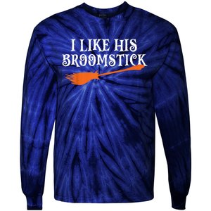 I Like His Broomstick Halloween Funny Couple Costume Tie-Dye Long Sleeve Shirt