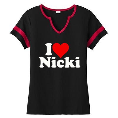 I Love Heart Nicki Ladies Halftime Notch Neck Tee