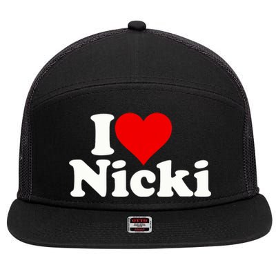 I Love Heart Nicki 7 Panel Mesh Trucker Snapback Hat