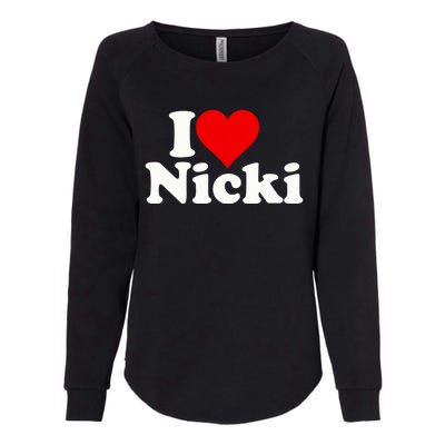 I Love Heart Nicki Womens California Wash Sweatshirt