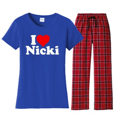 I Love Heart Nicki Women's Flannel Pajama Set