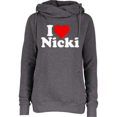 I Love Heart Nicki Womens Funnel Neck Pullover Hood