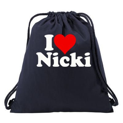 I Love Heart Nicki Drawstring Bag