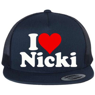 I Love Heart Nicki Flat Bill Trucker Hat