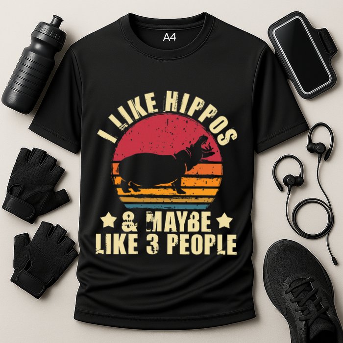 I Like Hippos & Maybe Like 3 People Zookeeper Hippopotamus Performance Shirt