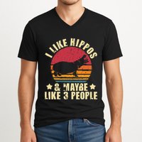 I Like Hippos & Maybe Like 3 People Zookeeper Hippopotamus V-Neck T-Shirt