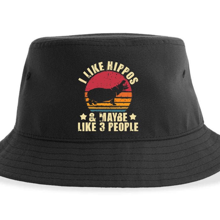I Like Hippos & Maybe Like 3 People Zookeeper Hippopotamus Sustainable Bucket Hat