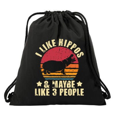 I Like Hippos & Maybe Like 3 People Zookeeper Hippopotamus Drawstring Bag