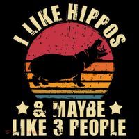 I Like Hippos & Maybe Like 3 People Zookeeper Hippopotamus Drawstring Bag