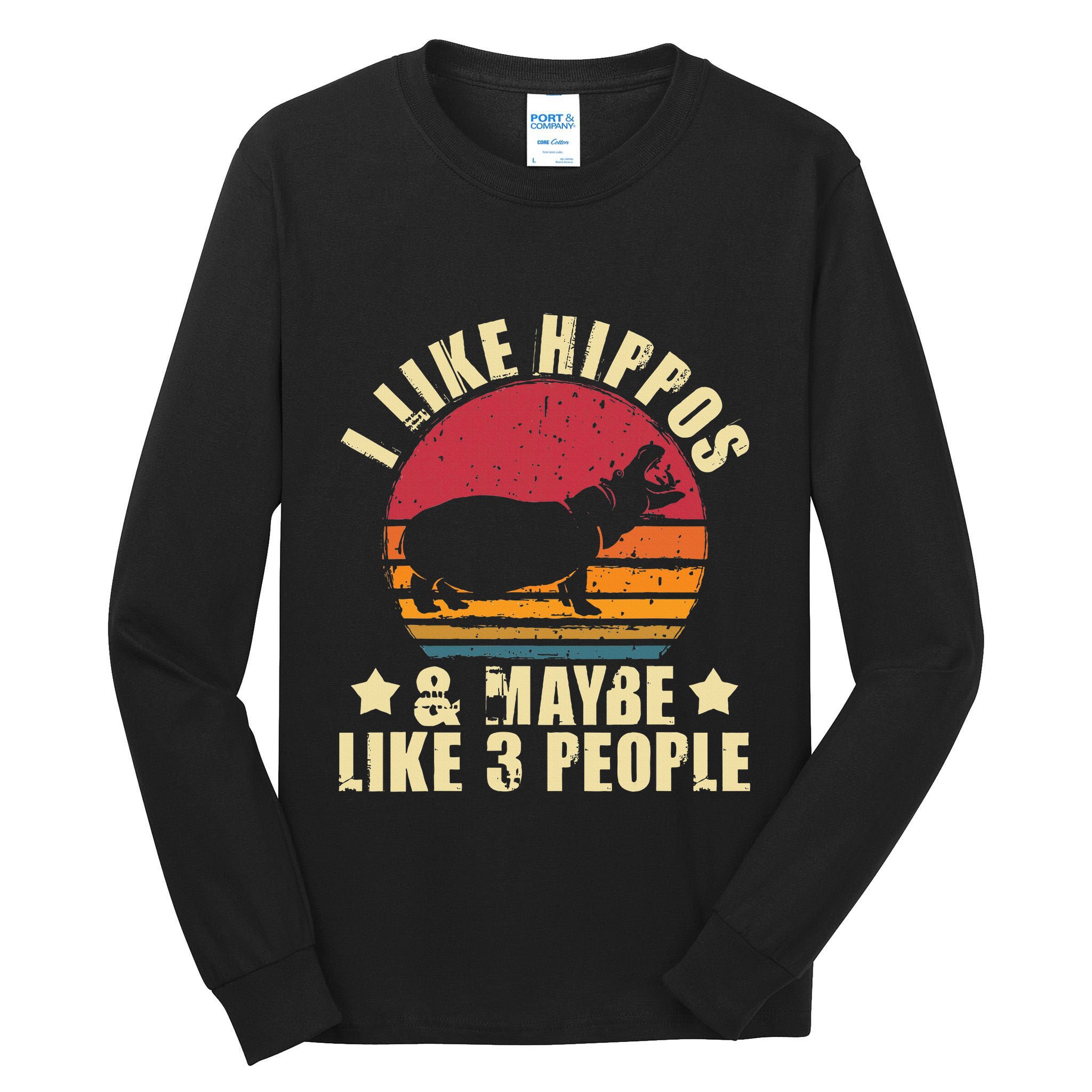 I Like Hippos & Maybe Like 3 People Zookeeper Hippopotamus Tall Long Sleeve T-Shirt