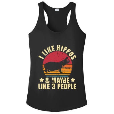 I Like Hippos & Maybe Like 3 People Zookeeper Hippopotamus Ladies PosiCharge Competitor Racerback Tank