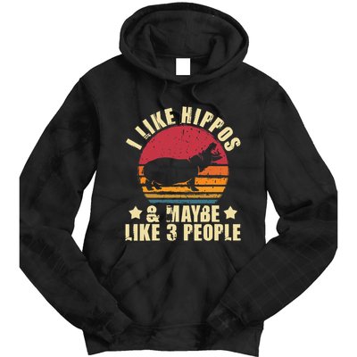 I Like Hippos & Maybe Like 3 People Zookeeper Hippopotamus Tie Dye Hoodie