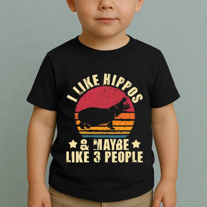 I Like Hippos & Maybe Like 3 People Zookeeper Hippopotamus Toddler T-Shirt