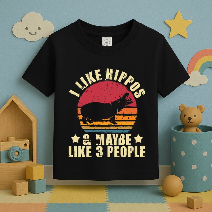 I Like Hippos & Maybe Like 3 People Zookeeper Hippopotamus Toddler T-Shirt