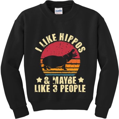 I Like Hippos & Maybe Like 3 People Zookeeper Hippopotamus Kids Sweatshirt