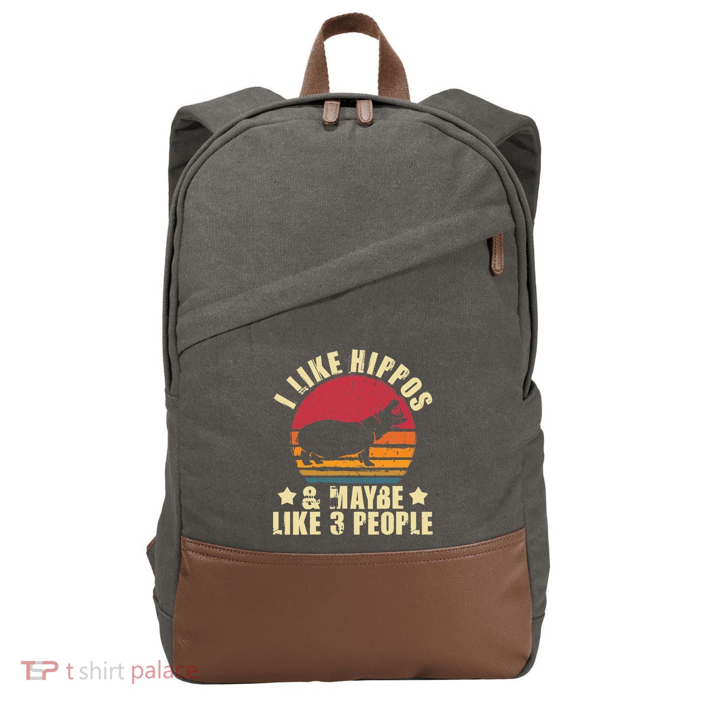 I Like Hippos & Maybe Like 3 People Zookeeper Hippopotamus Cotton Canvas Backpack