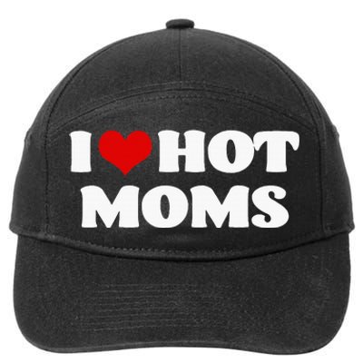 I Love Hot Moms Red Heart Hot Mother 7-Panel Snapback Hat