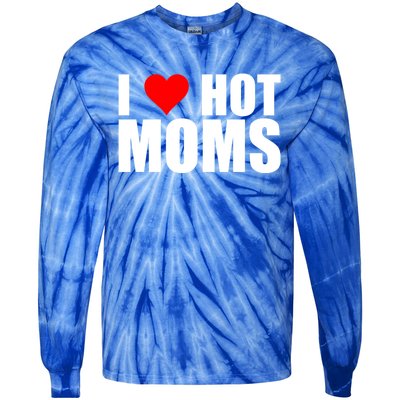 I Love Hot Moms Gift Red Heart Love My Hot Wife Husband Gift Tie-Dye Long Sleeve Shirt