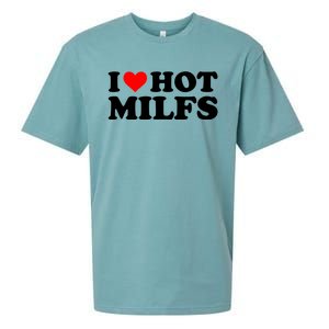 I Love Hot Milfs Funny Red Heart I Heart Hot Moms Milfs Gift Sueded Cloud Jersey T-Shirt