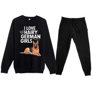 I Love Hairy German (5) Premium Crewneck Sweatsuit Set