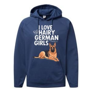 I Love Hairy German (5) Performance Fleece Hoodie