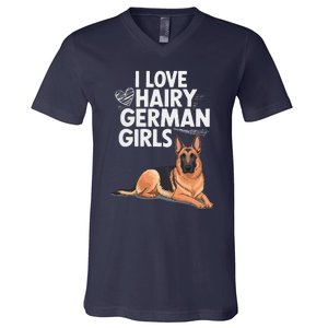 I Love Hairy German (5) V-Neck T-Shirt