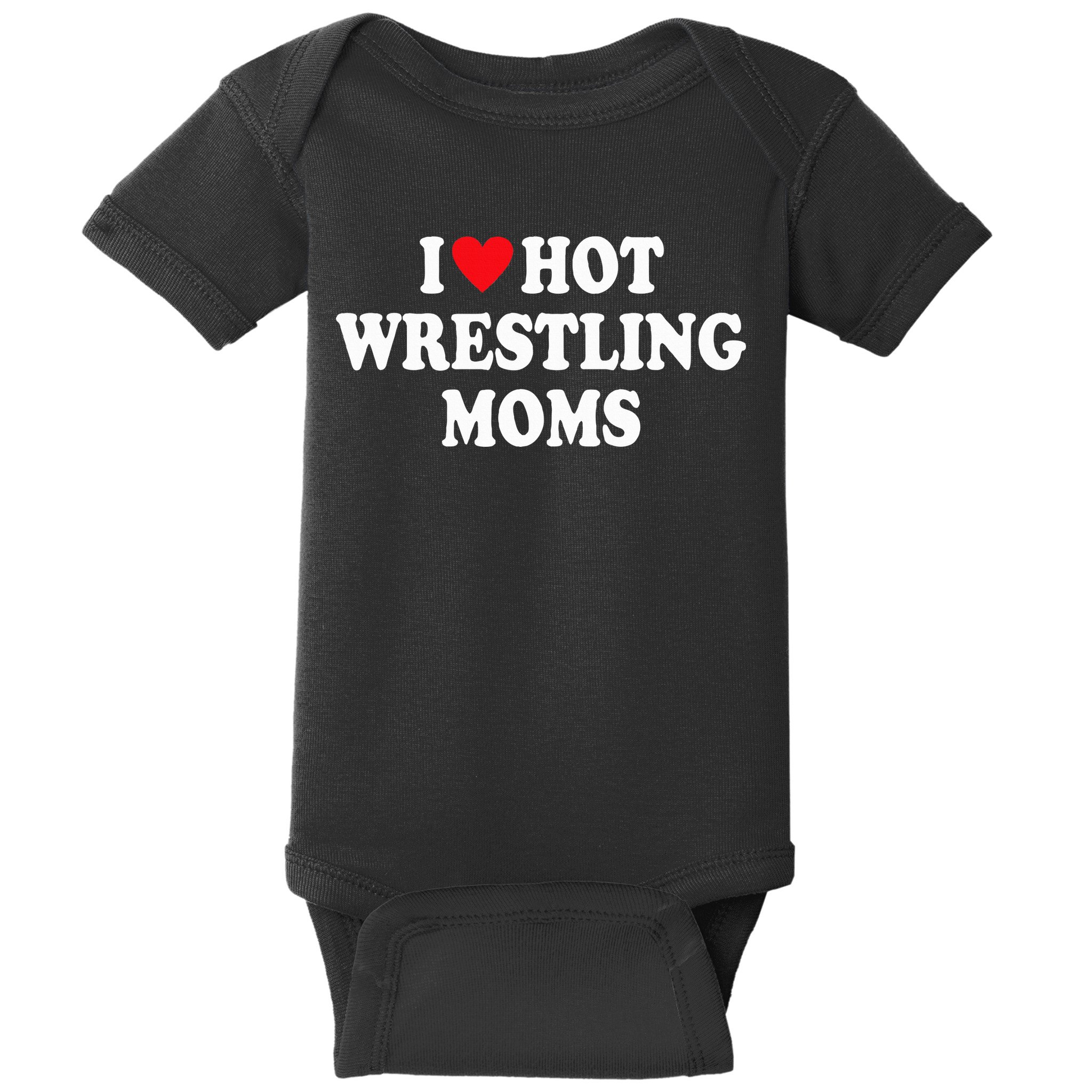 I Love Hot Wrestling Moms Groovy  Baby Bodysuit