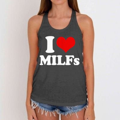 I Love Heart MILFs And Mature Sexy Women's Knotted Racerback Tank