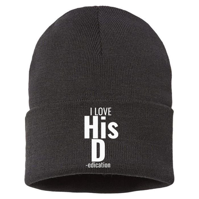 I Love His D Love Her P Funny Matching Couples Sustainable Knit Beanie