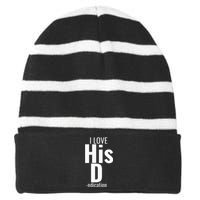 I Love His D Love Her P Funny Matching Couples Striped Beanie with Solid Band