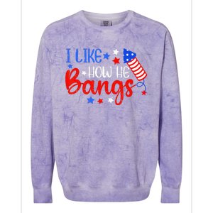 I Like How He Bang Funny 4th Of July Matching Couple Colorblast Crewneck Sweatshirt