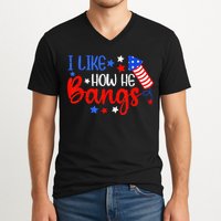 I Like How He Bang Funny 4th Of July Matching Couple V-Neck T-Shirt
