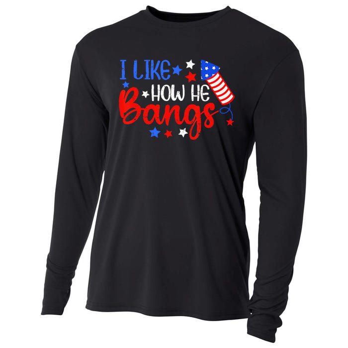 I Like How He Bang Funny 4th Of July Matching Couple Cooling Performance Long Sleeve Crew