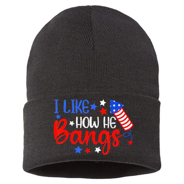 I Like How He Bang Funny 4th Of July Matching Couple Sustainable Knit Beanie